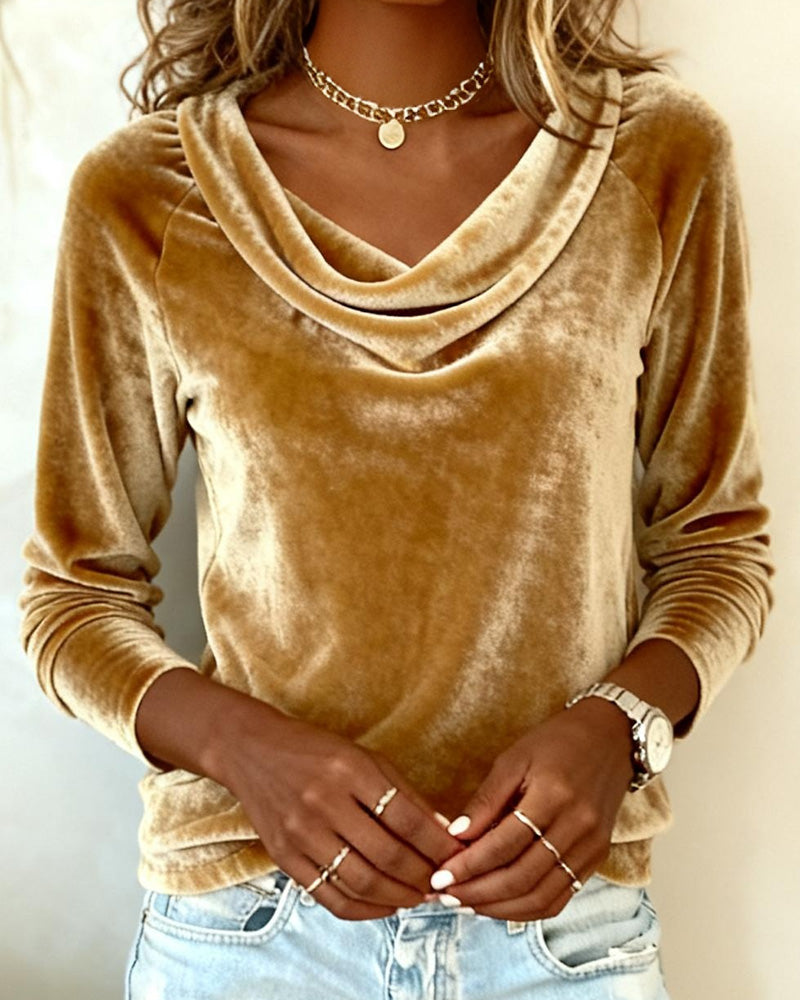 Edith | Luxe Velvet Drape-Neck Top