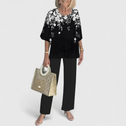 Fern | Women's Wide-Leg Pants & Casual Floral Top Set