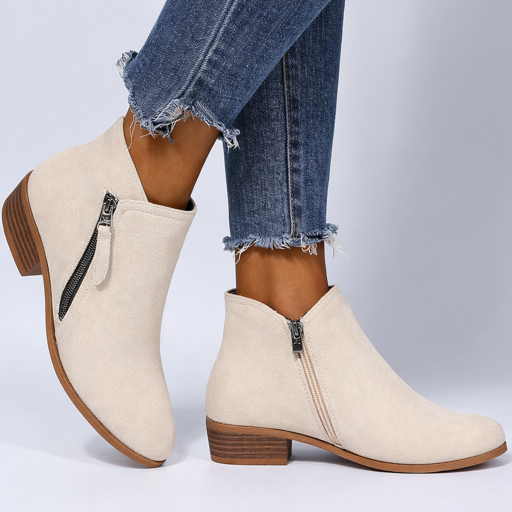 Tess | Women’s Ankle Boots – Side-Zip Design with Low Heel