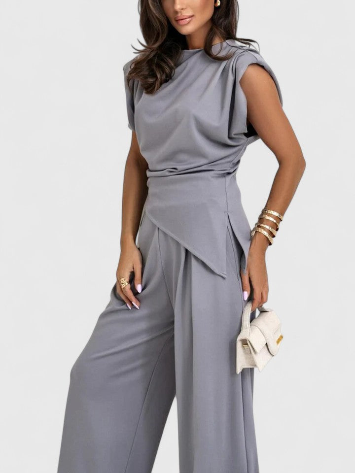 Layla | Women's Wide Leg Pants Occasion Set Draped Two-Piece