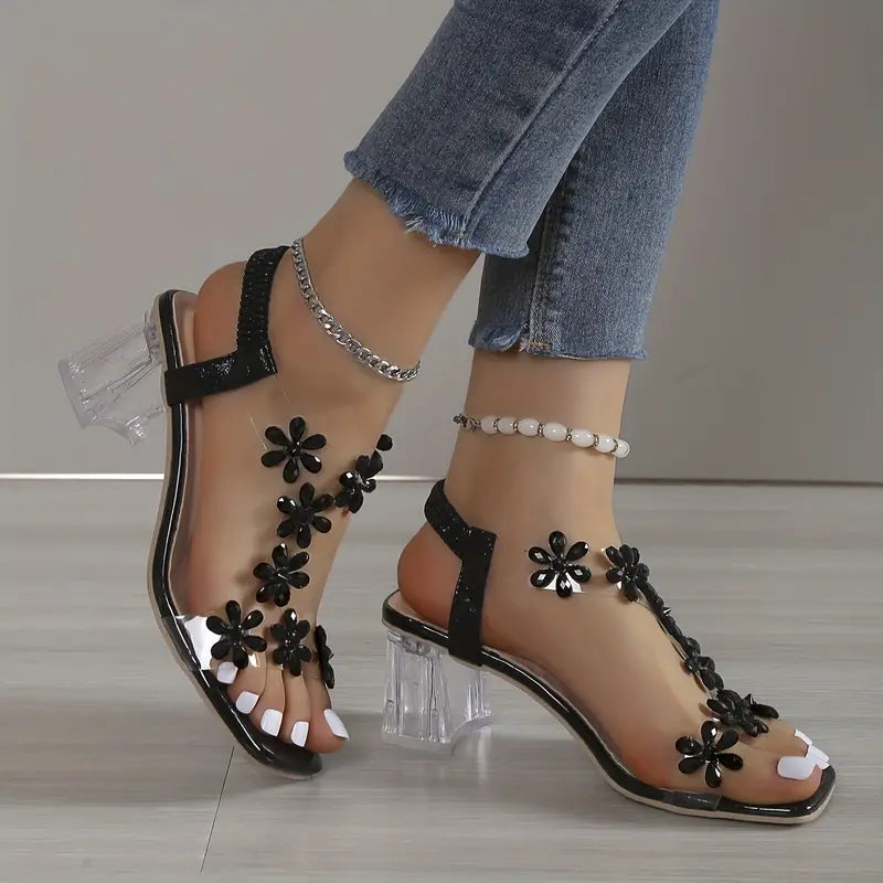 Dawn | Women's Rhinestone Block Heel Sandals
