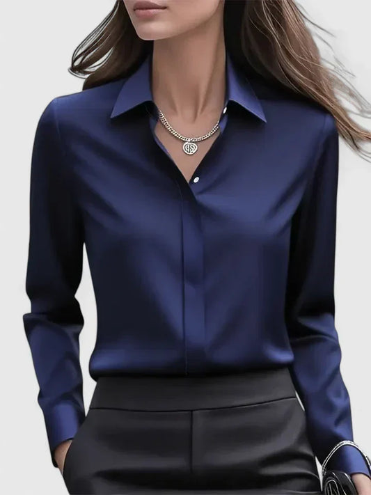 Cleo | Women's Elegant Button Down Shirt with Concealed Placket