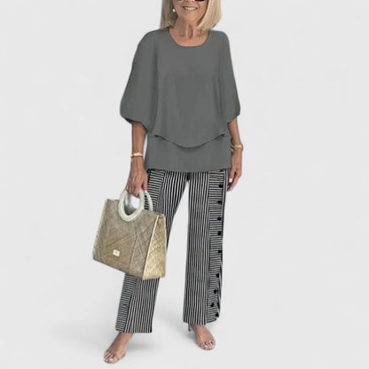 Fern | Women's Wide-Leg Pants & Casual Floral Top Set