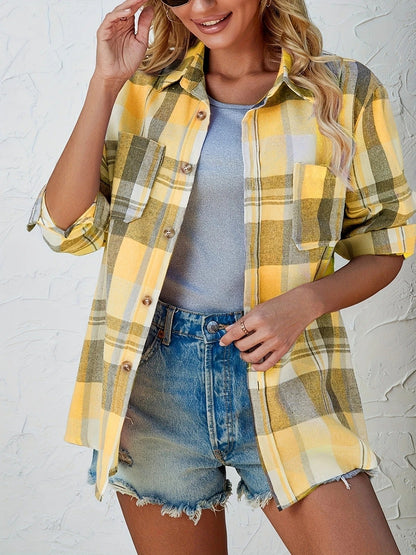 Corinna | Women's Oversized Plaid Flannel Button-Down Shirt