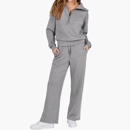 Daphne | Women's Wide Leg Pants & Half Zip Lounge Set