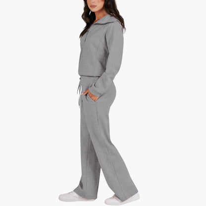 Daphne | Women's Wide Leg Pants & Half Zip Lounge Set