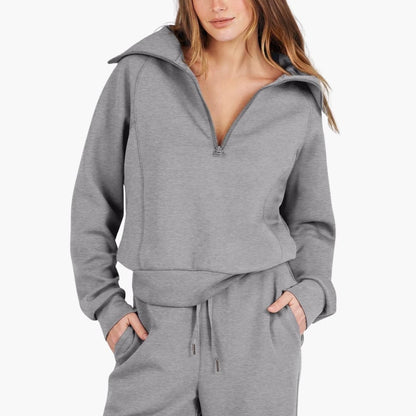 Daphne | Women's Wide Leg Pants & Half Zip Lounge Set
