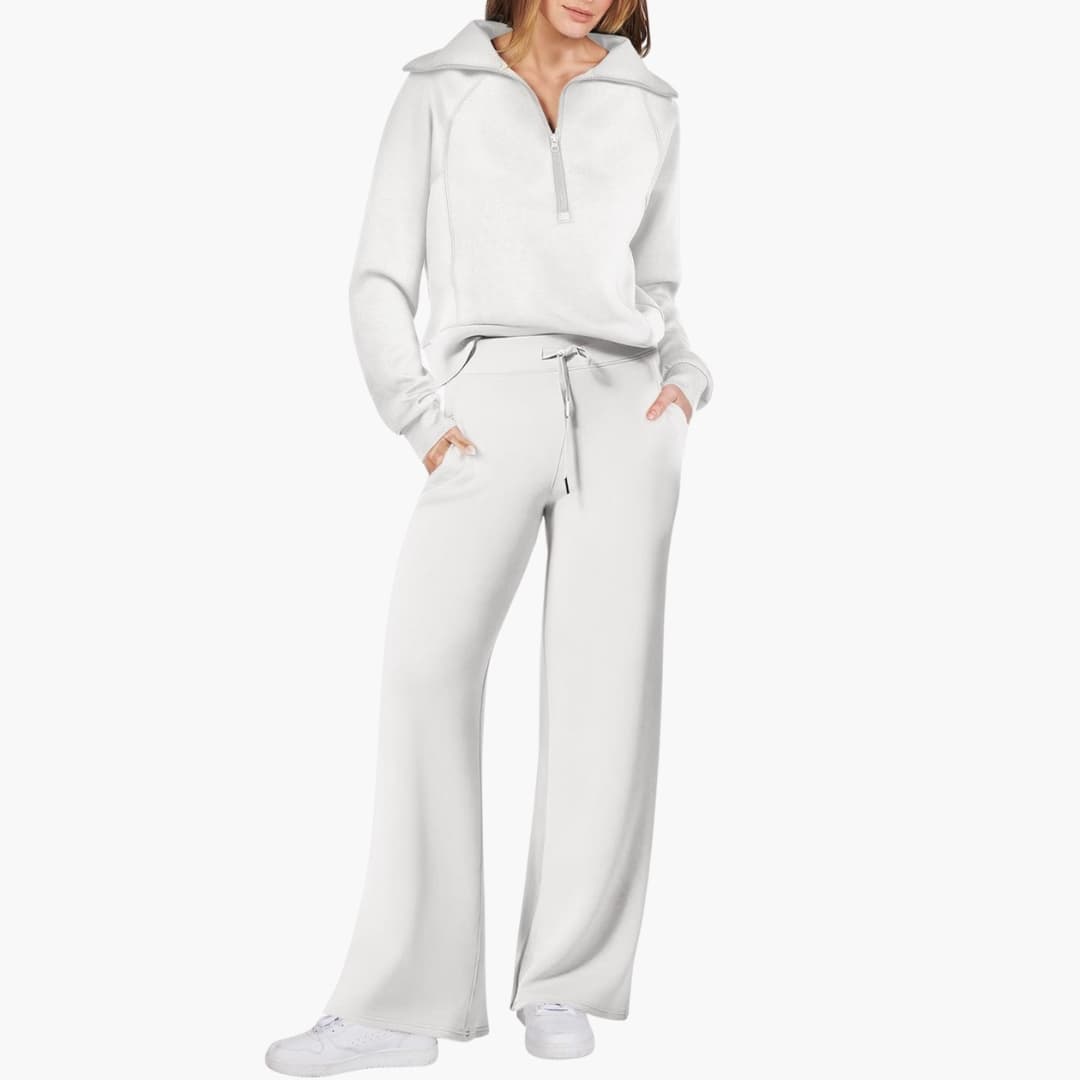 Daphne | Women's Wide Leg Pants & Half Zip Lounge Set