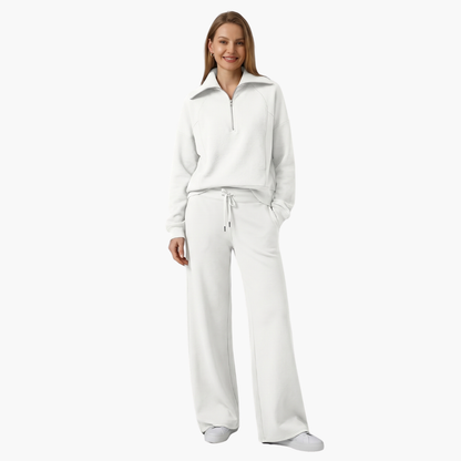 Daphne | Women's Wide Leg Pants & Half Zip Lounge Set