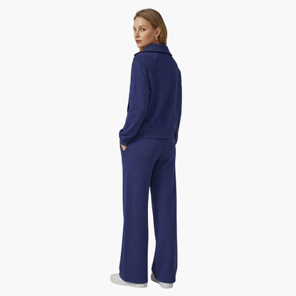 Daphne | Women's Wide Leg Pants & Half Zip Lounge Set