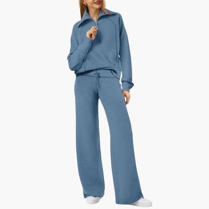 Daphne | Women's Wide Leg Pants & Half Zip Lounge Set