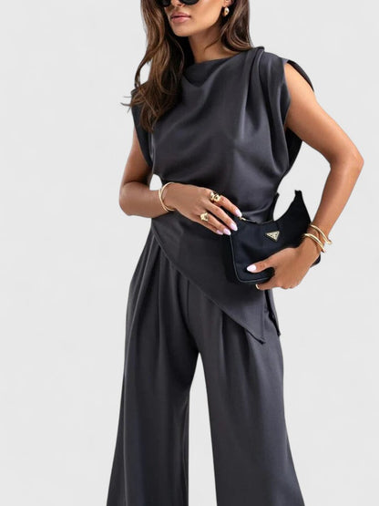 Layla | Women's Wide Leg Pants Occasion Set Draped Two-Piece