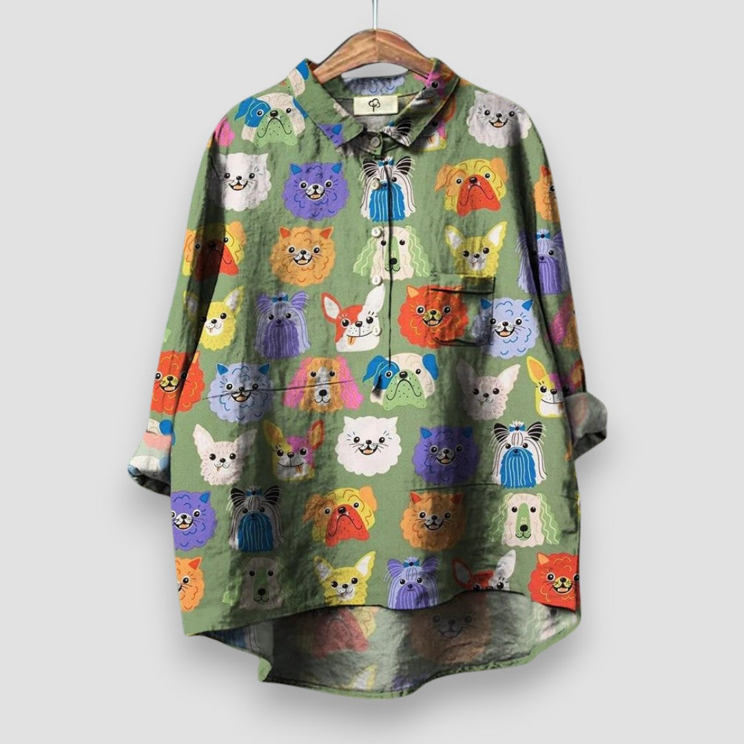 Colleen | Women's Shirt with Dog Print