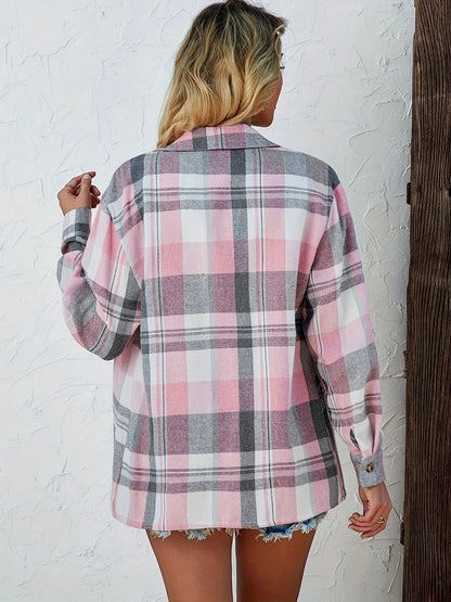 Corinna | Women's Oversized Plaid Flannel Button-Down Shirt