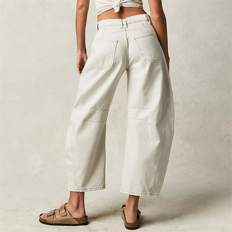 Grainne | Women's High Waist Barrel Leg Jeans Easy-Fit Denim