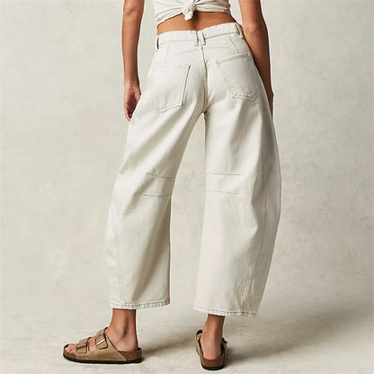 Grainne | Women's High Waist Barrel Leg Jeans Easy-Fit Denim