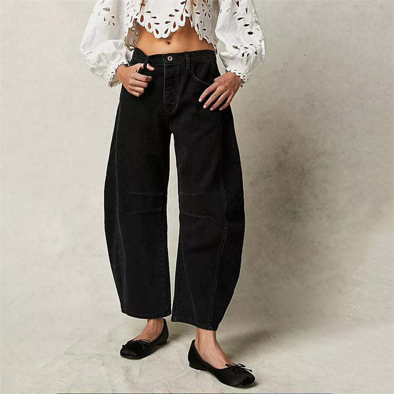Grainne | Women's High Waist Barrel Leg Jeans Easy-Fit Denim
