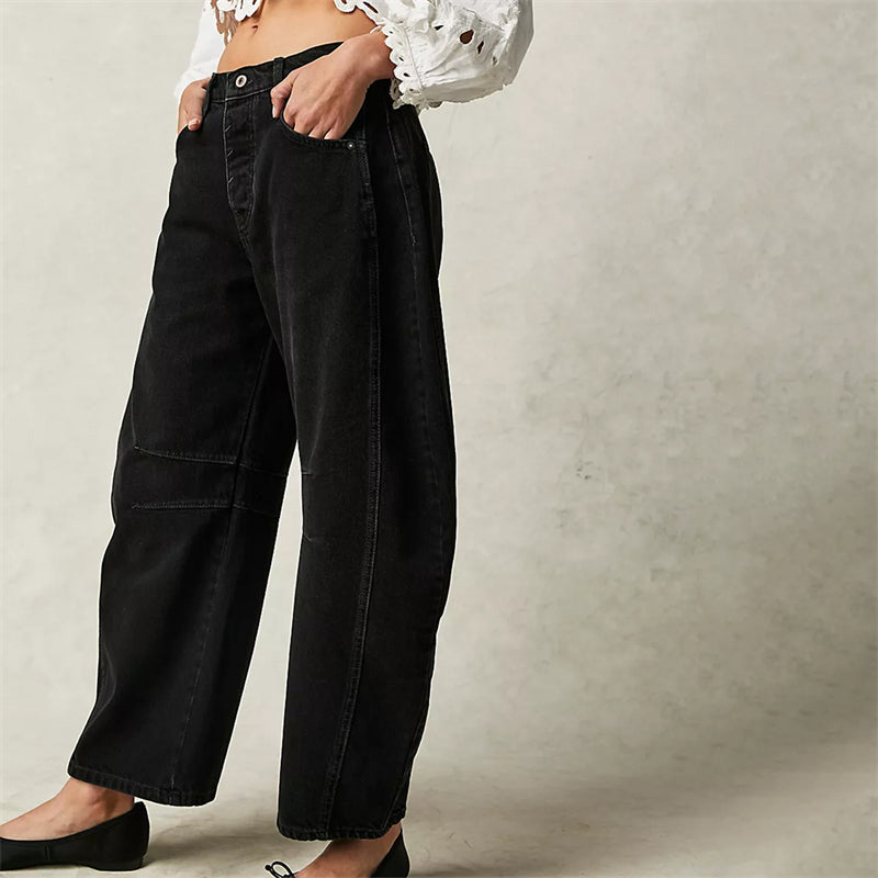 Grainne | Women's High Waist Barrel Leg Jeans Easy-Fit Denim