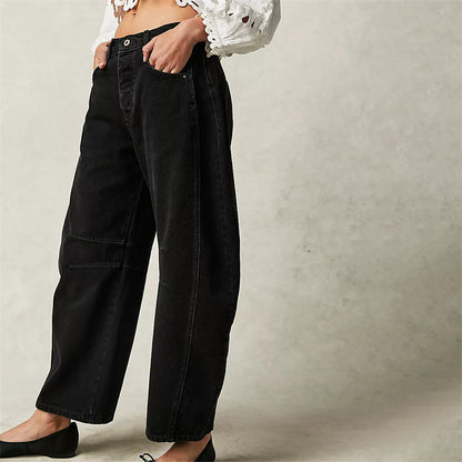 Grainne | Women's High Waist Barrel Leg Jeans Easy-Fit Denim