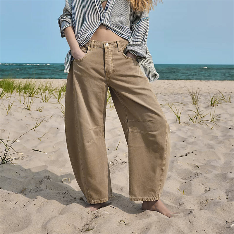 Grainne | Women's High Waist Barrel Leg Jeans Easy-Fit Denim
