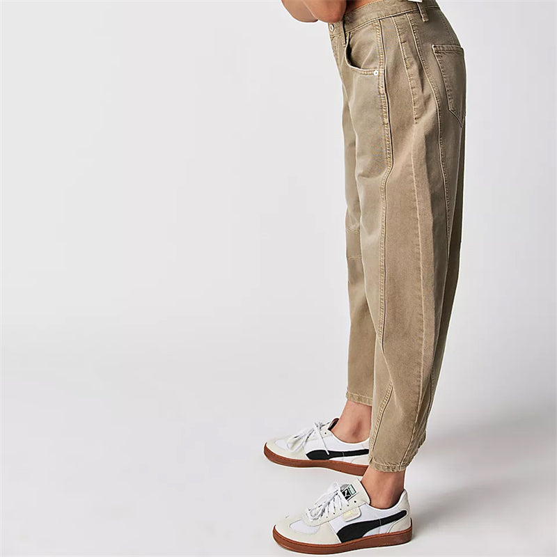 Grainne | Women's High Waist Barrel Leg Jeans Easy-Fit Denim