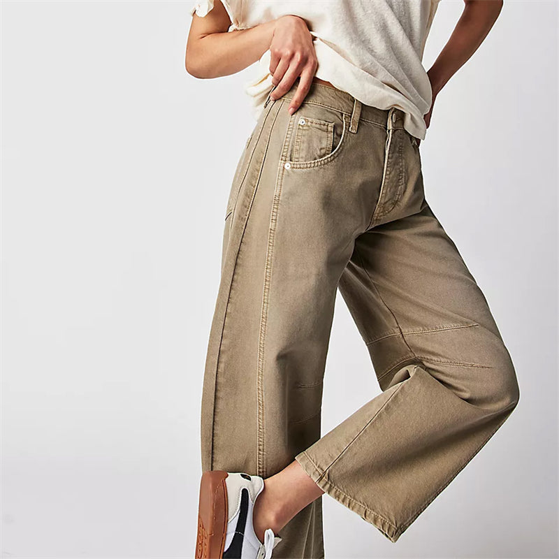 Grainne | Women's High Waist Barrel Leg Jeans Easy-Fit Denim