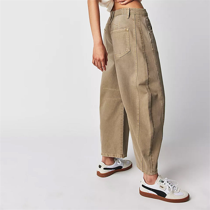 Grainne | Women's High Waist Barrel Leg Jeans Easy-Fit Denim