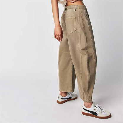 Grainne | Women's High Waist Barrel Leg Jeans Easy-Fit Denim