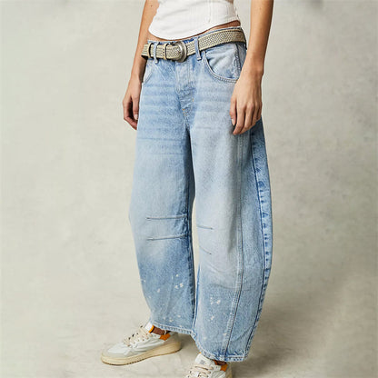 Grainne | Women's High Waist Barrel Leg Jeans Easy-Fit Denim