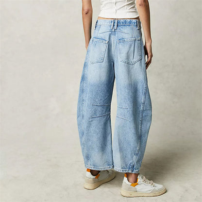 Grainne | Women's High Waist Barrel Leg Jeans Easy-Fit Denim