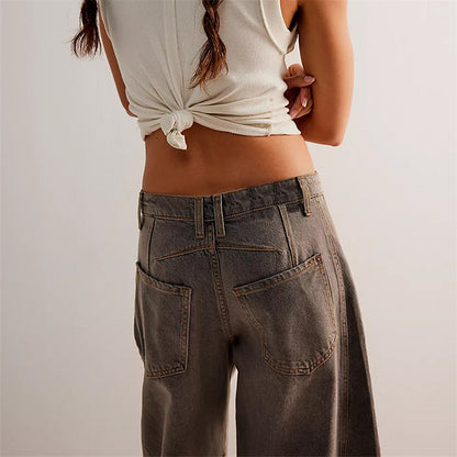 Grainne | Women's High Waist Barrel Leg Jeans Easy-Fit Denim