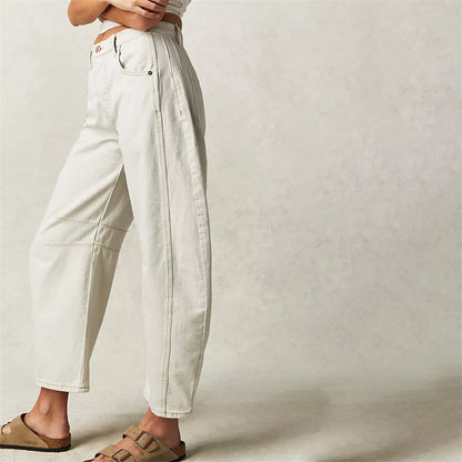 Grainne | Women's High Waist Barrel Leg Jeans Easy-Fit Denim