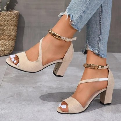 Charity2™ | Women's Block Heel Ankle Strap Peep Toe Dress Sandals