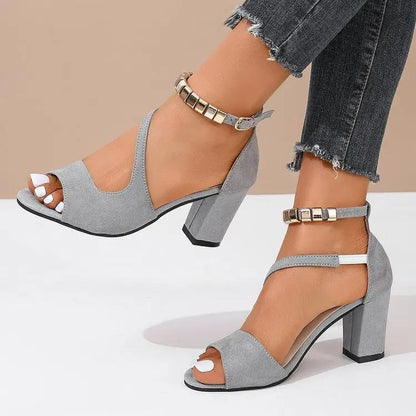 Charity2™ | Women's Block Heel Ankle Strap Peep Toe Dress Sandals
