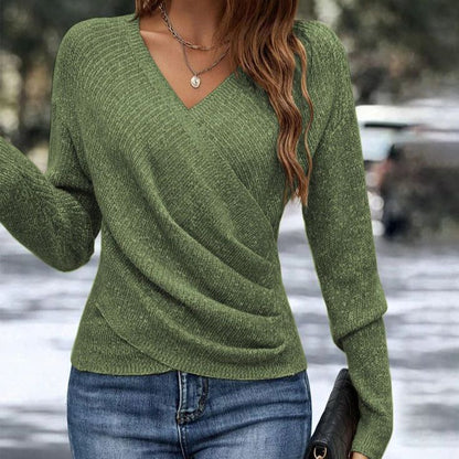 Ceinwen | Women's V-Neck Wrap Front Long Sleeve Sweater