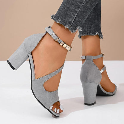 Charity2™ | Women's Block Heel Ankle Strap Peep Toe Dress Sandals