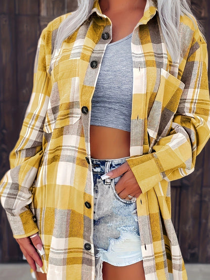 Corinna | Women's Oversized Plaid Flannel Button-Down Shirt