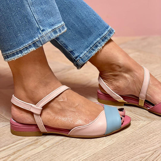 Jasmine | Asymmetrical Pink Colour Block Sandals