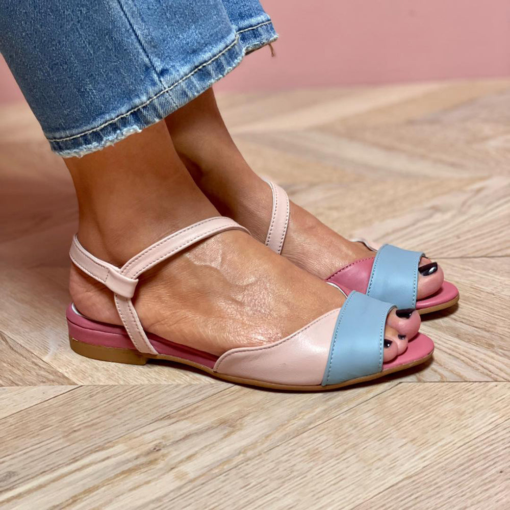 Jasmine | Asymmetrical Pink Colour Block Sandals