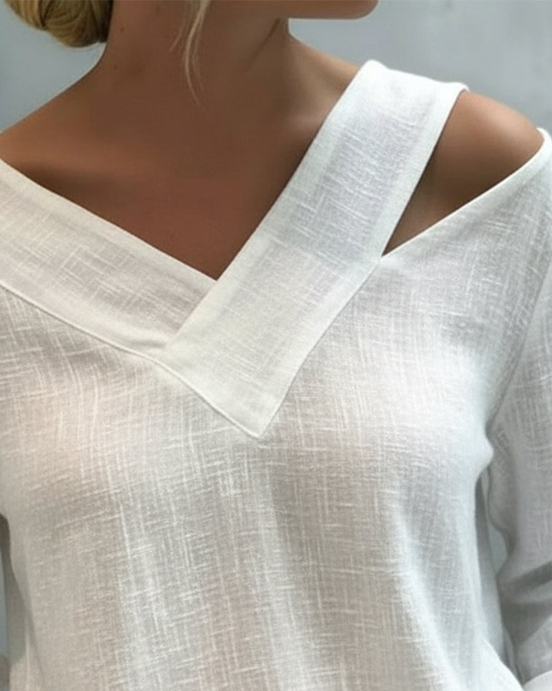Brittany | Women's Asymmetric V-Neck Long Sleeve Top