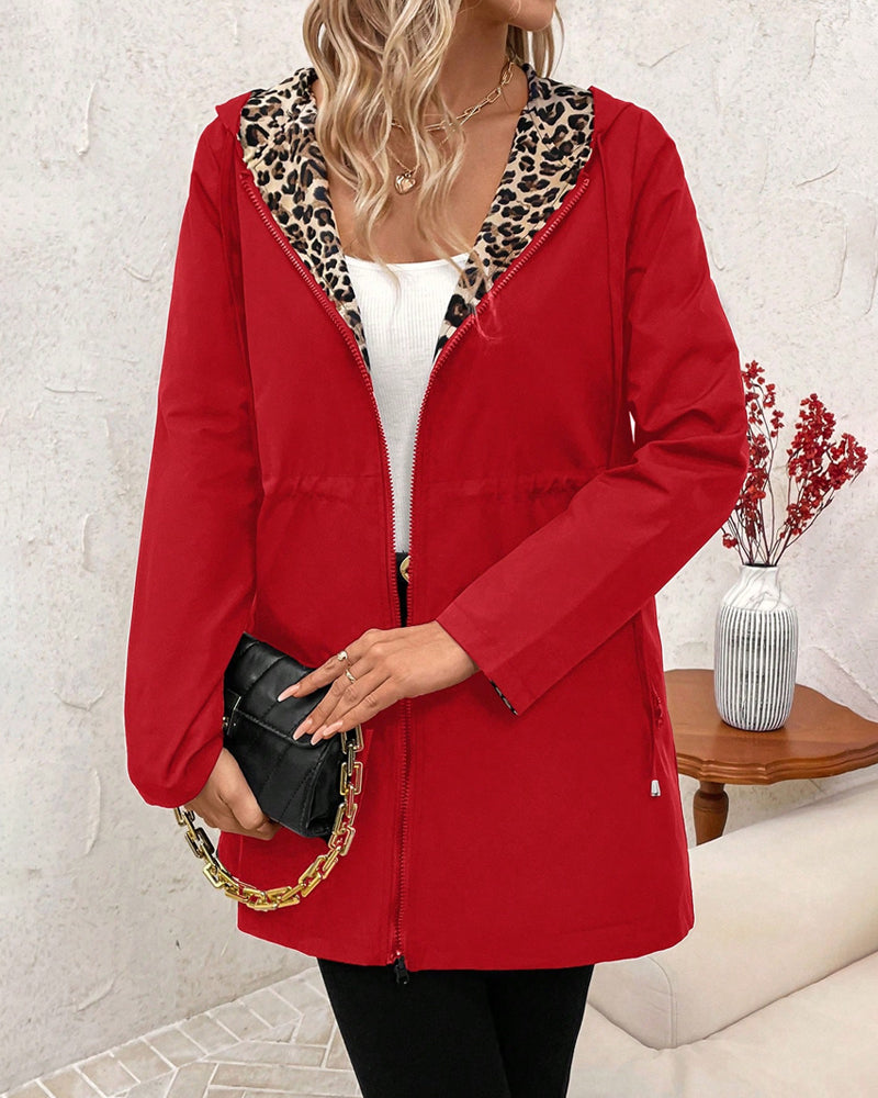 Christina™ | Reversible Coat with Leopard Print
