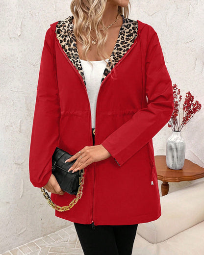 Christina™ | Reversible Coat with Leopard Print