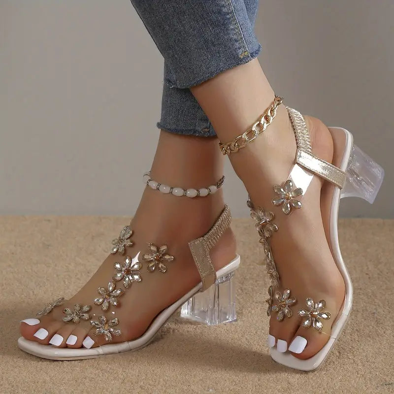 Dawn | Women's Rhinestone Block Heel Sandals
