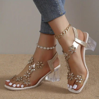 Dawn | Women's Rhinestone Block Heel Sandals