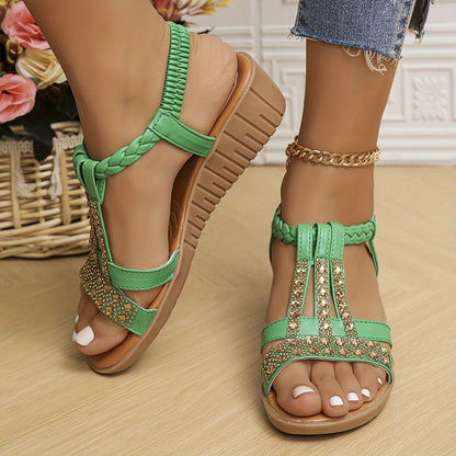 Adelaide | Women's Rhinestone Woven Sandals