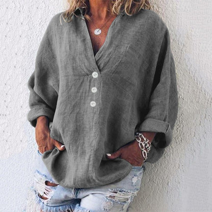Kaitlyn™ | Women's V-Neck Button Down Blouse