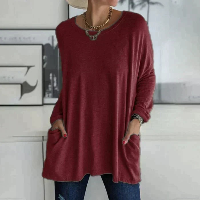 Annelise | Women's Oversized Long Sleeve Tunic Top with Pockets