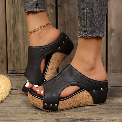 Sophie | Women's Studded Cork Wedge Sandals