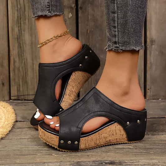 Sophie™ | Women's Studded Cork Wedge Sandals