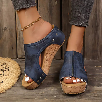 Sophie | Women's Studded Cork Wedge Sandals